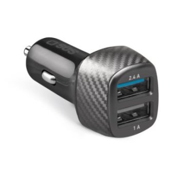 Cargador de coche de carga rápida, 1 puerto USB 12 W y 1 USB 5W