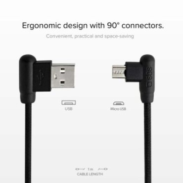 Micro USB cable with 90 ° connectors