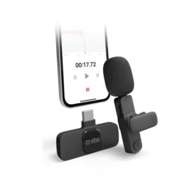 Microfono wireless con ricevitore e clip