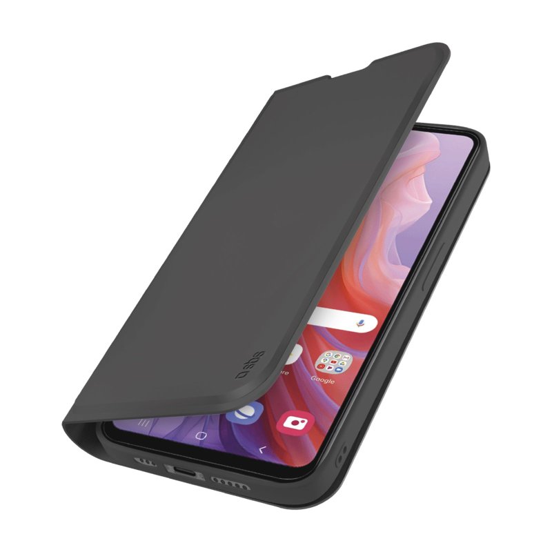 Book-style case with stand support and soft touch surface for Motorola Moto E14