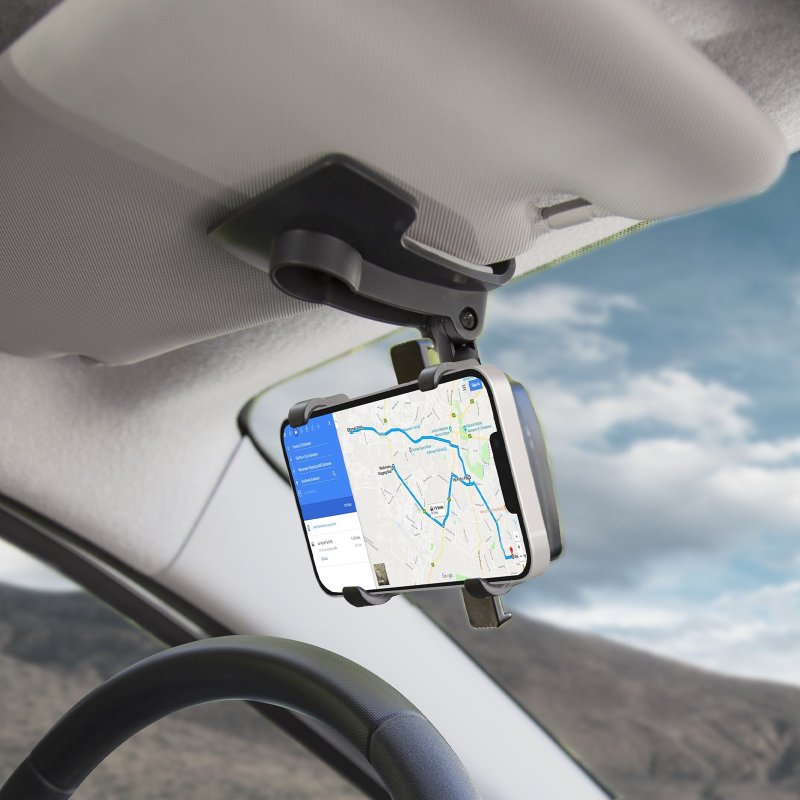 Swivel car mount with clip for phones up to 7\"