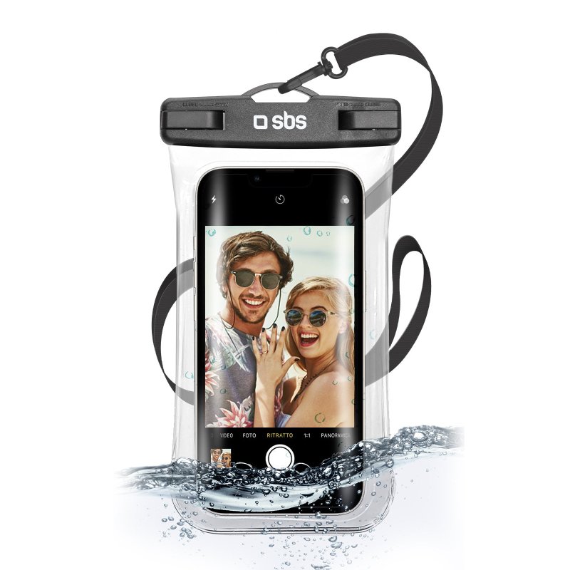 Waterproof case with selfie grip, universal size for smartphones up to 6.8\"