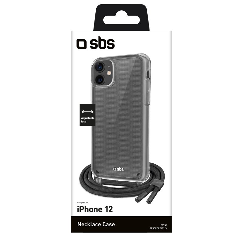 Transparent cover with coloured neck strap for iPhone 12/12 Pro