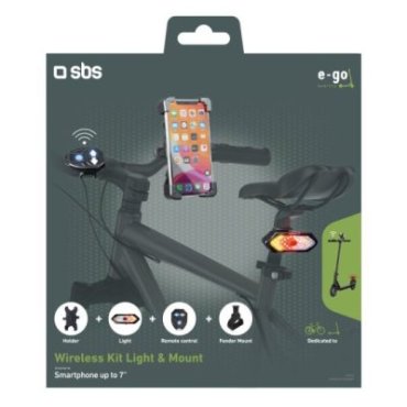 Wireless light kit and smartphone holder for handlebars