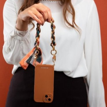 iPhone 13 cover with wrist chain and foulard