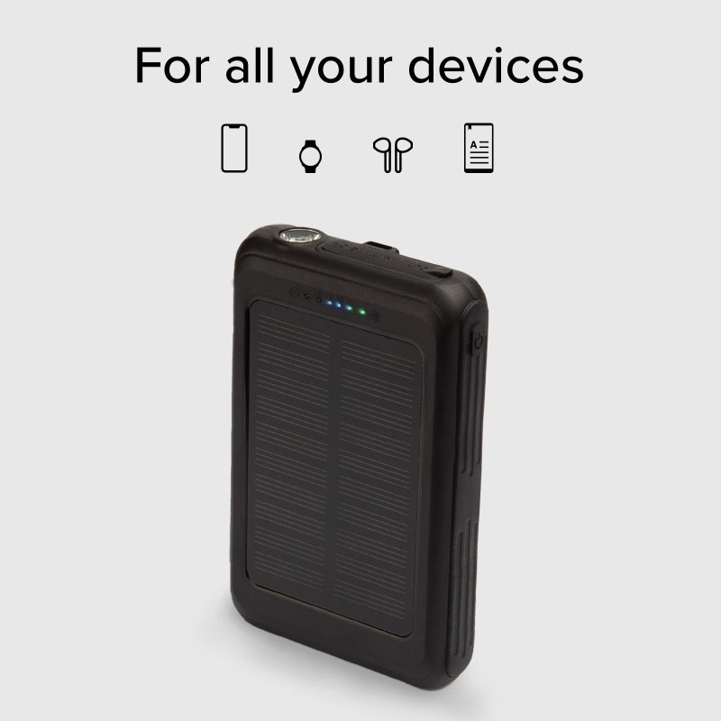 5000 mAh solar power bank with wireless charging