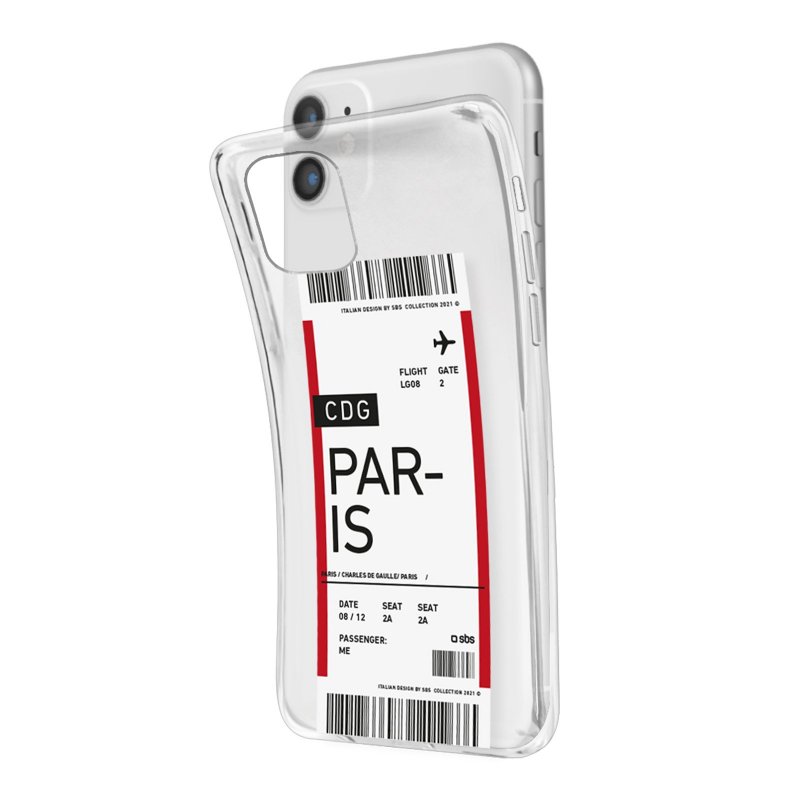 Transparent soft cover with airline ticket texture for iPhone 11