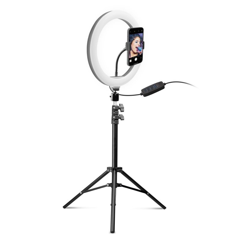 12'' Ring Light avec Trépied Réglable, Anneau Lumineux Selfie pour