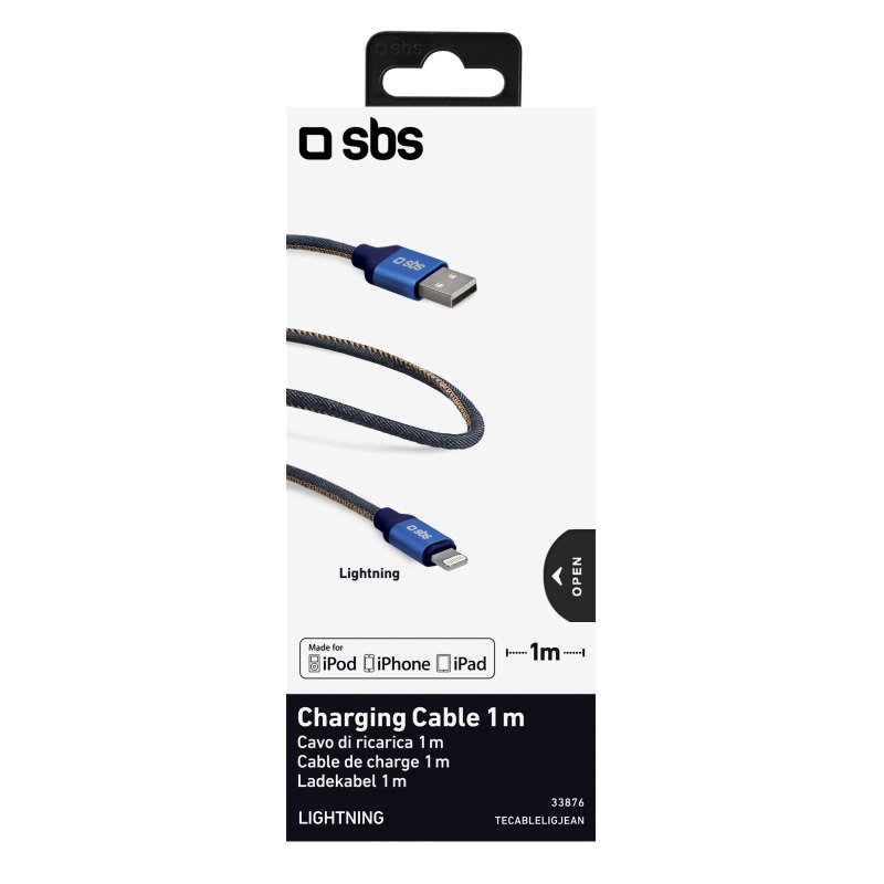 USB - Lightning charging cable denim finish
