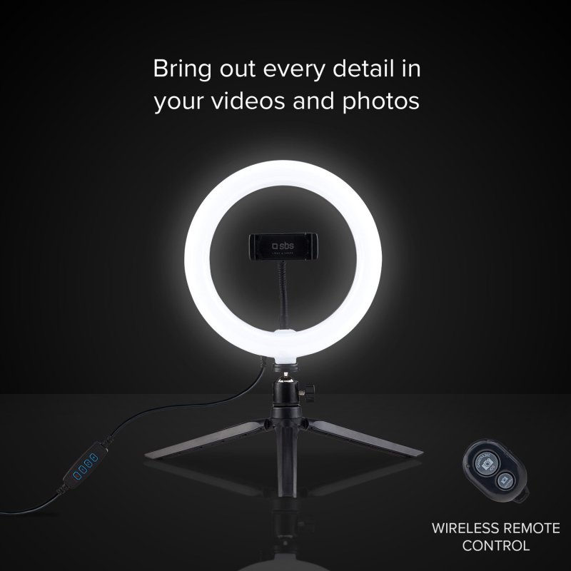 LED Light Ring Selfie 20CM avec caméra Super Trépied trépied 128 Cm +  Bluetooth