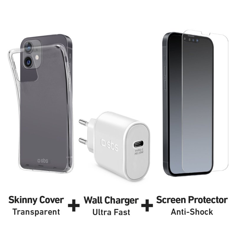 Spigen Bundle - Wall Charger + Clear Case + Screen Protector for Apple iPhone  12 Mini (ASE01977) - Al Hosani Computer