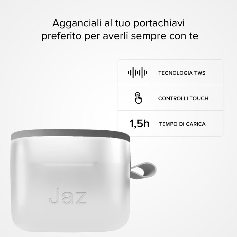 Auricolari TWS con basetta di ricarica e controlli touch