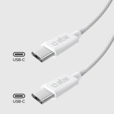 USB-C - USB-C fabric cable with cable clip, 1.5 m