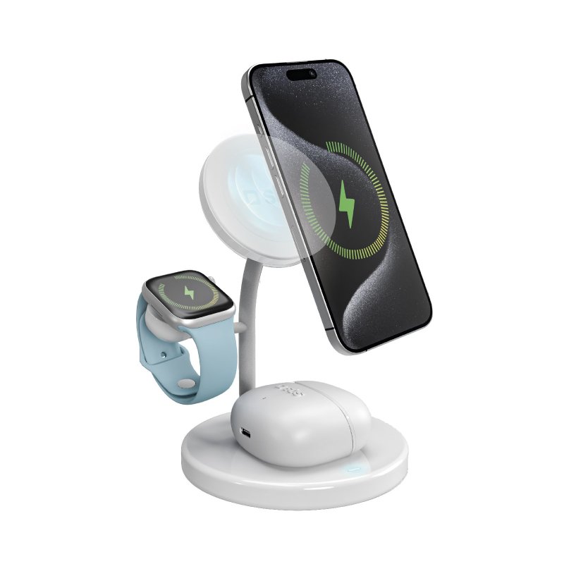 Qi2 3x1 Wireless Charging Station for iPhone 15/14/13/12, Android smartphones, Apple Watch and wireless earphones