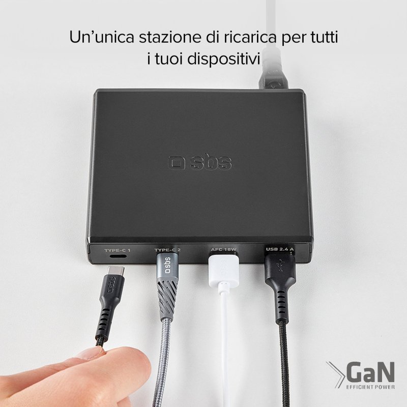 GaN Charging Station with 4 ports - ultrafast charging with 2 x USB-A and 2 x USB-C ports