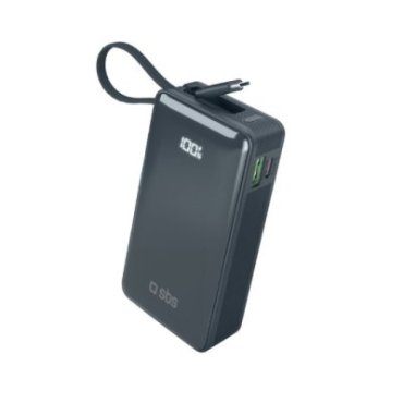 Batterie externe 10 000 mAh avec câble USB-C intégré