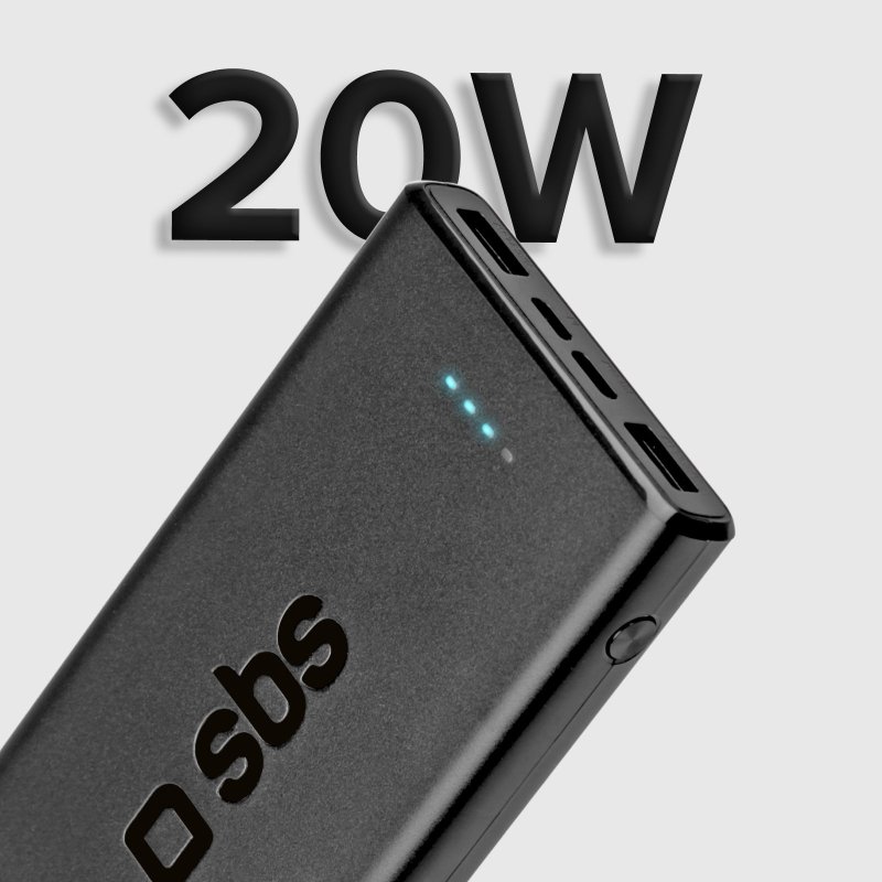 10,000 mAh powerbank with 20W Power Delivery technology (PD)