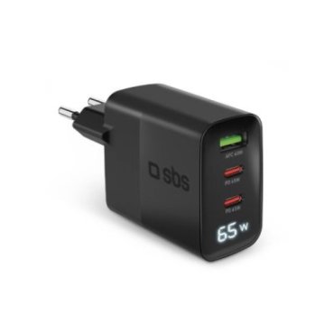 65W charger with LCD, 2 USB-C Power Delivery outputs and 1 USB-A Adaptive Fast Charge