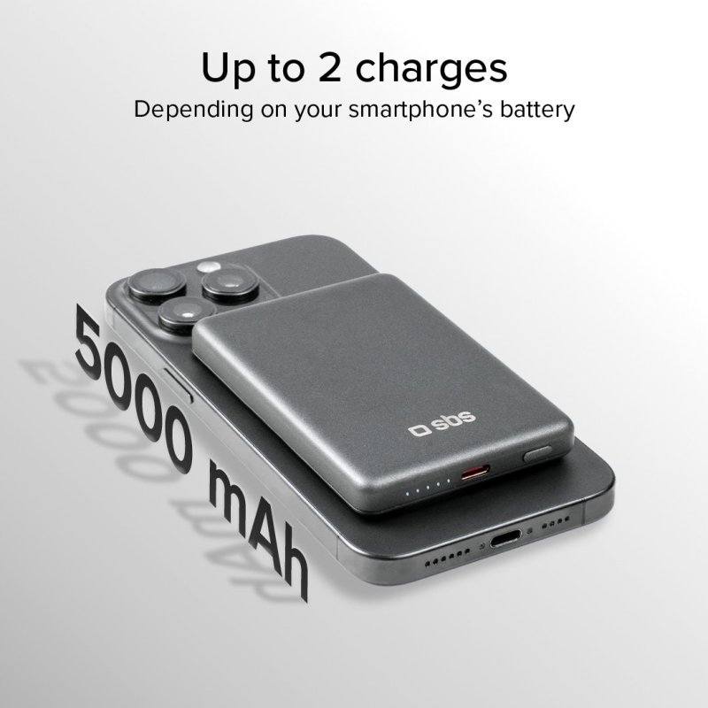 5000 mAh power bank compatible with MagSafe