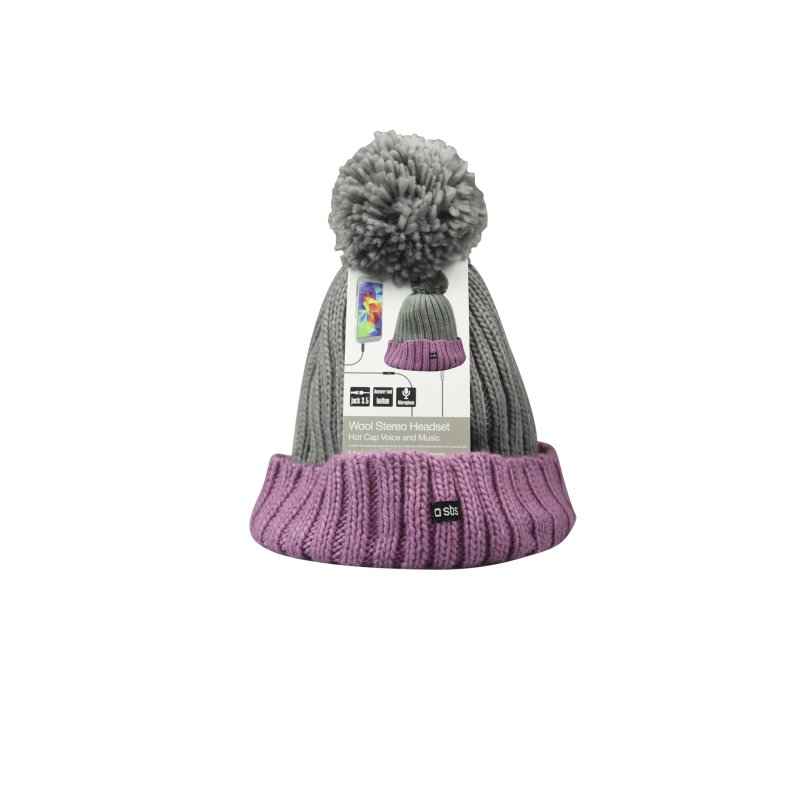 Winter hat with built-in stereo headphones and microphone