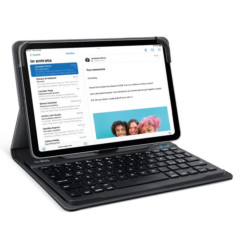 Universal wireless keyboard with integrated book cover