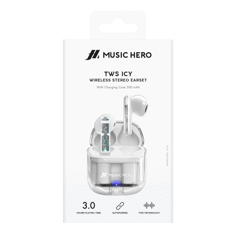 TWS Icy – earphones equipped with True Wireless Stereo technology and a transparent design