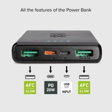 10,000 mAh powerbank with 20W Power Delivery technology (PD)