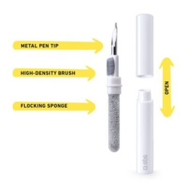 3-in-1 cleaning kit for earphones with metal tip, brush and duster