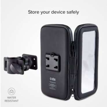 Rain-resistant mobile phone holder for bicycles and scooters