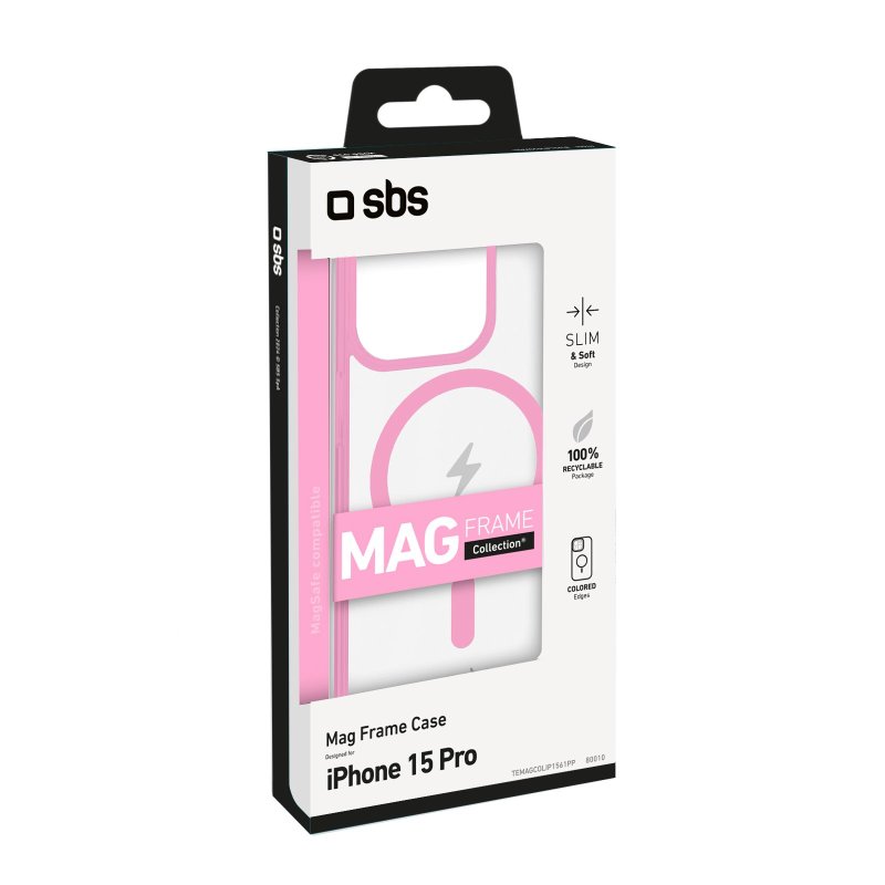 Cover for iPhone 15 Pro with coloured edges compatible with MagSafe charging