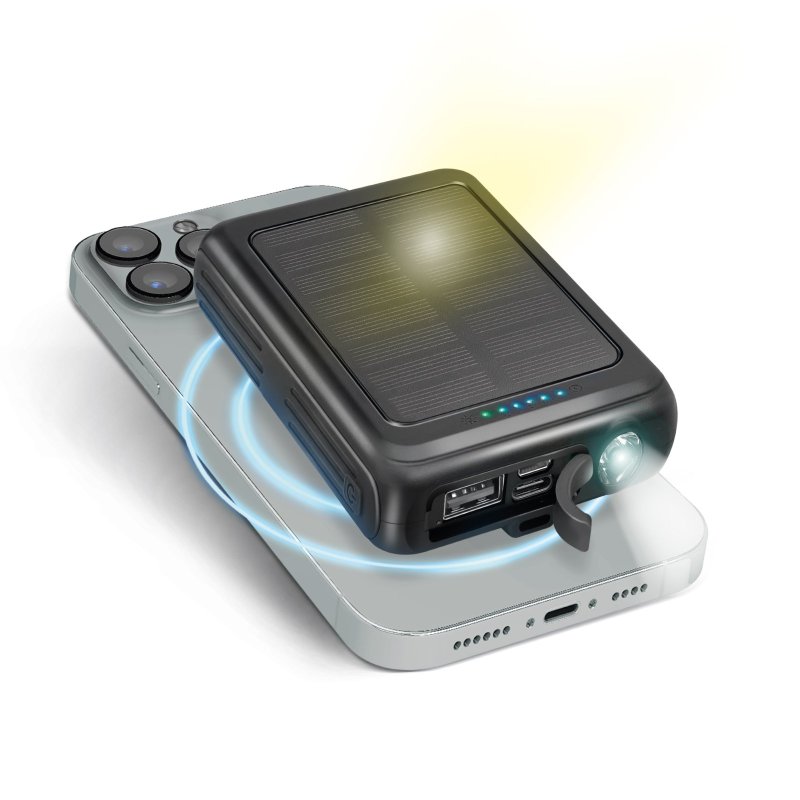 5000 mAh solar power bank with wireless charging