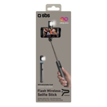 Wireless selfie stick with flash