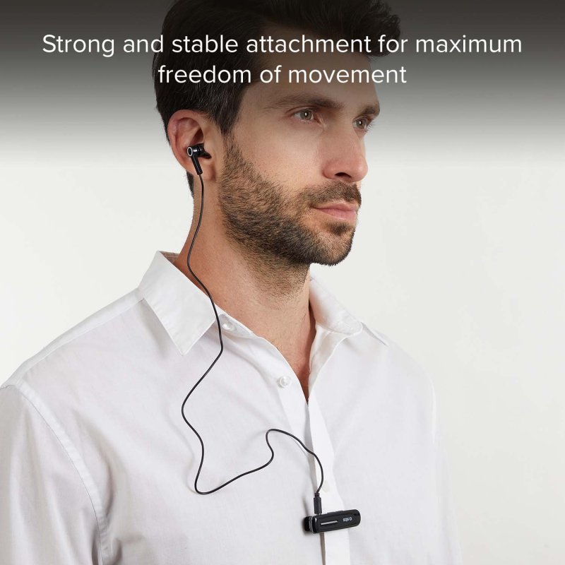 Wireless headset with clip