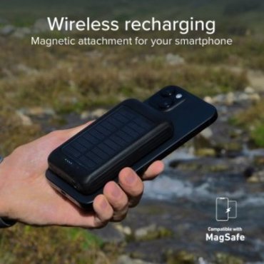 5000 mAh solar power bank with wireless charging