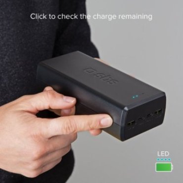 30,000 mAh power bank with 2 USB-C ports and 2 USB-A ports