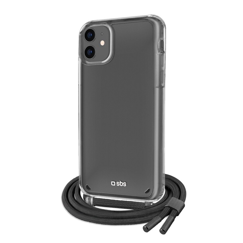 Transparent cover with coloured neck strap for iPhone 11