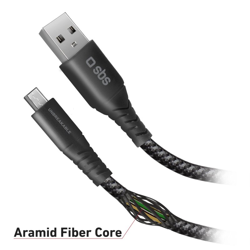 USB - Micro USB cable in aramid fibre