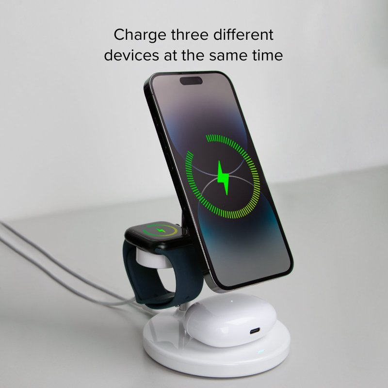 Station de Charge sans Fil Pliable 3 en 1 - Compatible  MagSafe/iPhone/Samsung - Support de charge sans fil - Magnétique 