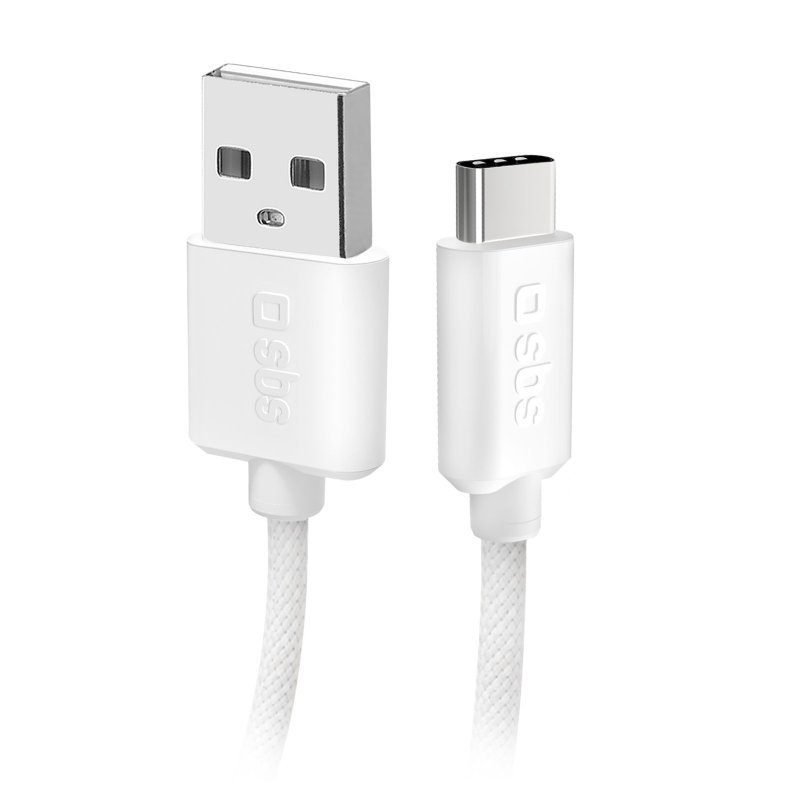 USB-A - USB-C fabric cable with cable clip, 1.5 m