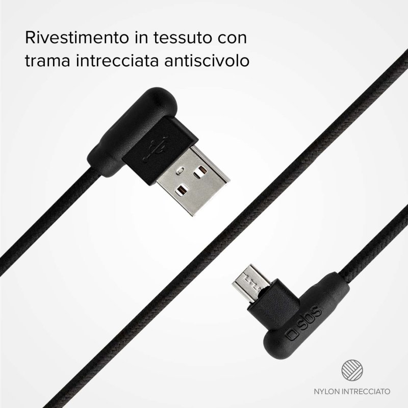 Micro USB cable with 90 ° connectors