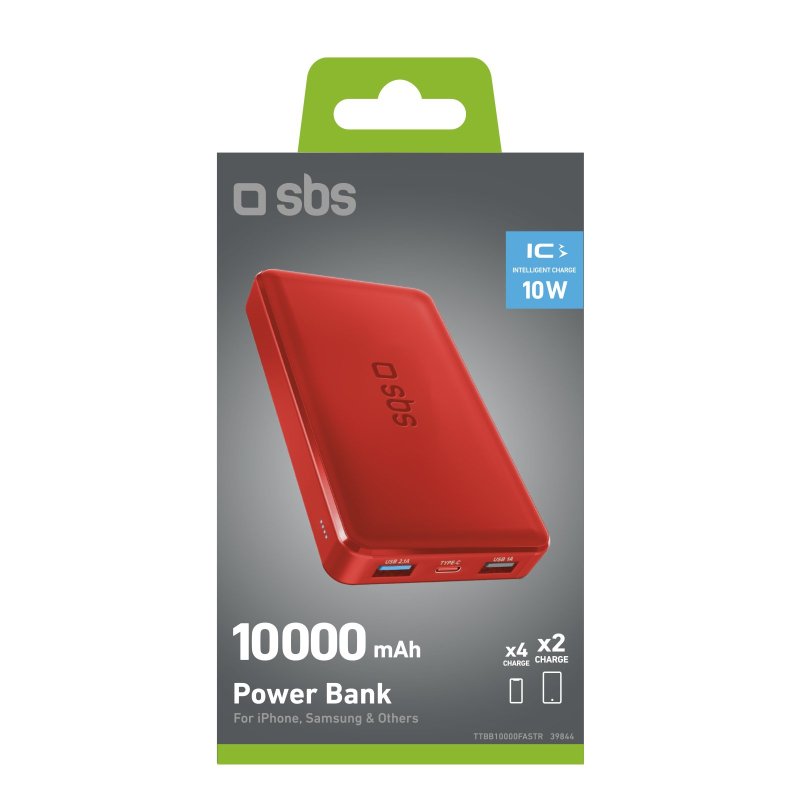 Fast charge powerbank: 10,000 mAh, 2 USBs