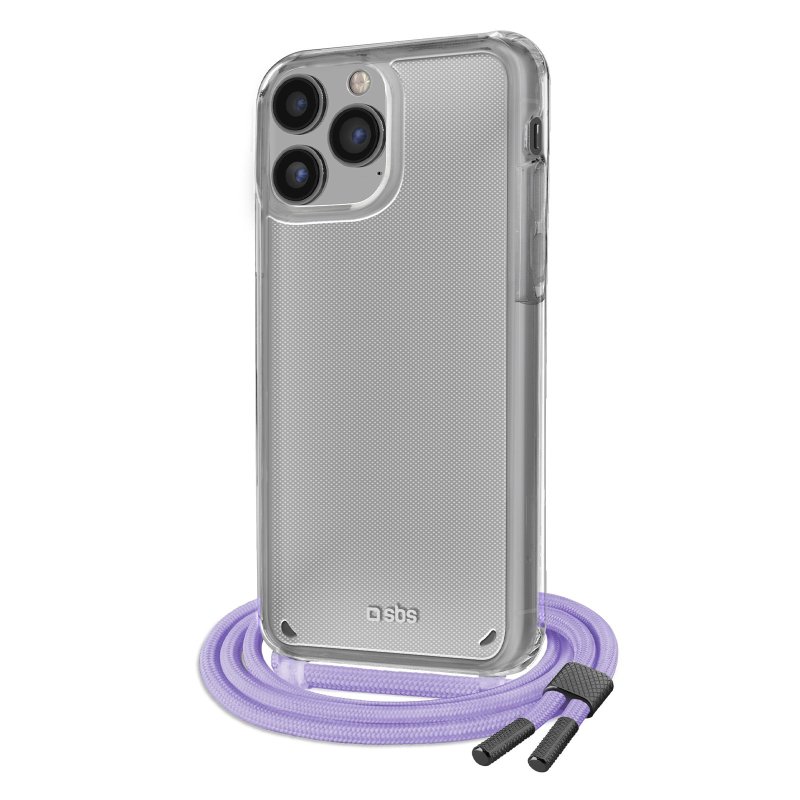 Transparent cover with coloured neck strap for iPhone 14 Pro