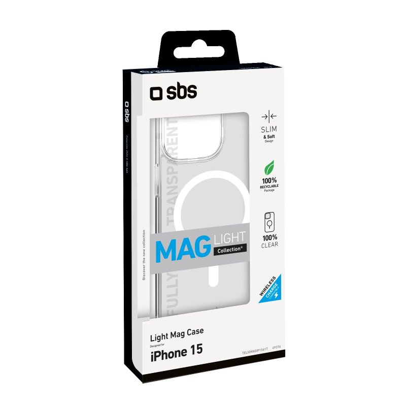 Rigid transparent case compatible with MagSafe charging for iPhone 15