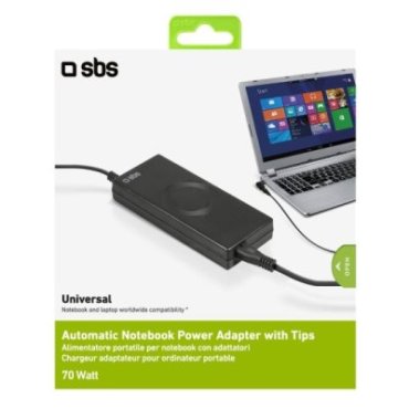 Portable 70W power supply for notebooks with adapters