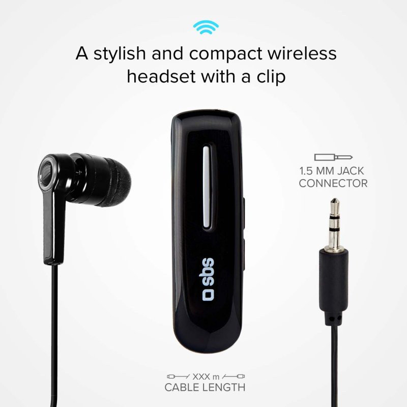 Wireless headset with clip