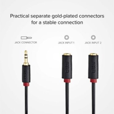 Audio stereo cable 3,5mm jack with splitter for mobile and smartphones