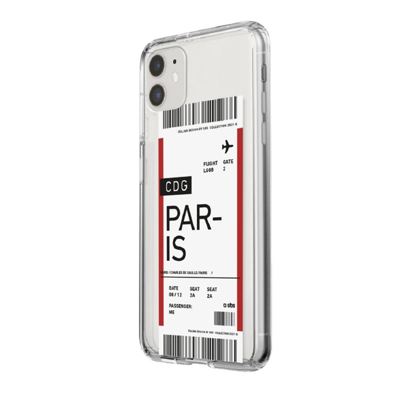 Transparent soft cover with airline ticket texture for iPhone 11