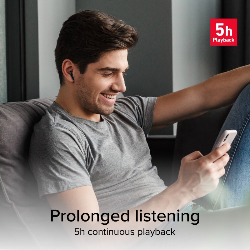 TWS headphones with multifunctional display and Active Noise Cancelling (ANC) technology