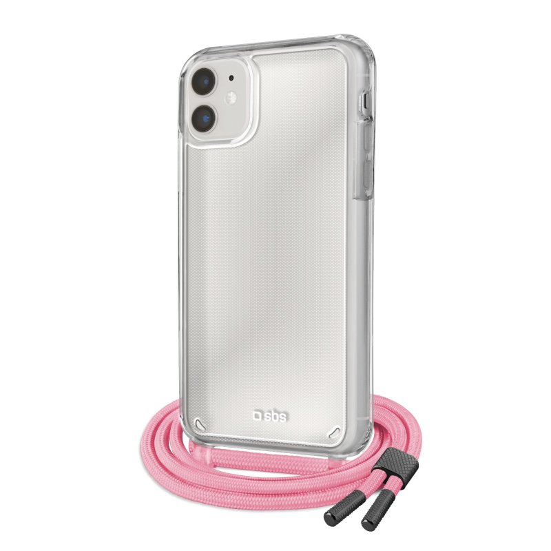 Transparent cover with coloured neck strap for iPhone 11