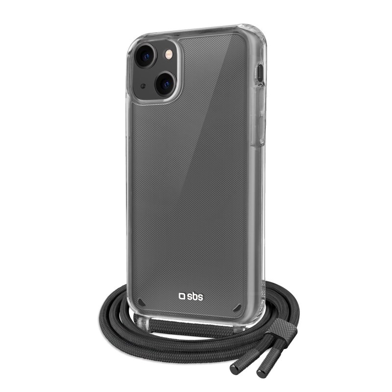 Transparent cover with coloured neck strap for iPhone 13